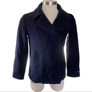 Tommy Hilfiger Navy Blue Wool (79%) Lined Wrap Blazer Jacket Men’s Size Small